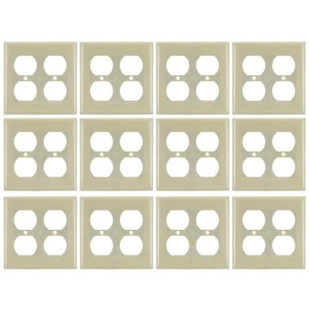 Sunlite 2-Gang Receptacle Duplex Wall Plate Plastic Outlet Covers, Matching Screws Included Ivory, 12PK 40895-NS